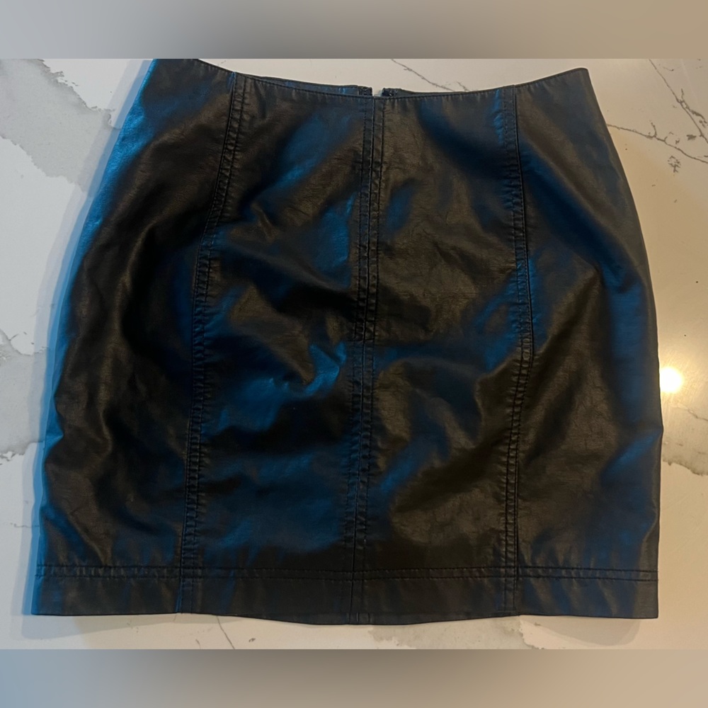 Free People Modern Femme Black Vegan Leather Mini-Skirt
